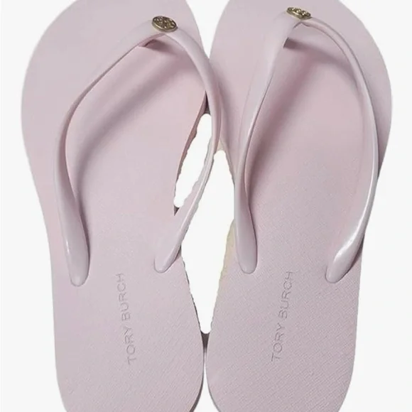 NWT Tory Burch pink flip flops with gold logos size 11 - Picture 3 of 7